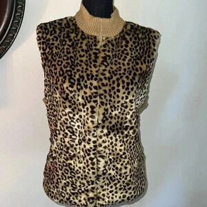 Kathie Lee Collection Women’s NWT Animal Print Vegan Faux Fur Sweater Vest XL